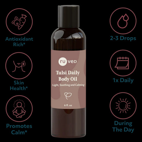 Image of Tulsi Daily Body Oil - Light, Soothing & Calming 177ml benefits